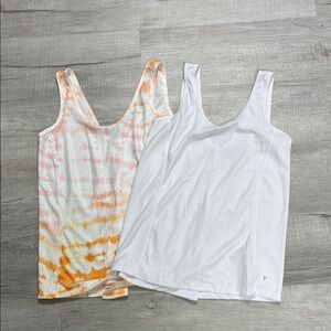 Old Navy Women's White and Tie-Dye Split Back Tank Tops XS